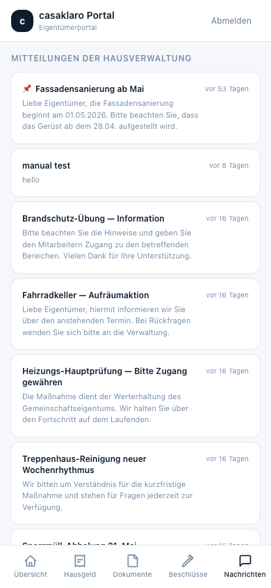 Nachrichten an die Verwaltung